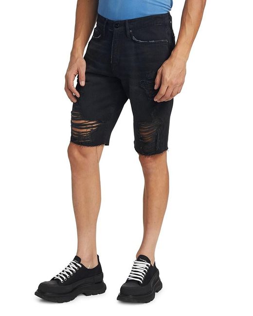 FRAME Blue Distressed Flat Front Denim Shorts for men