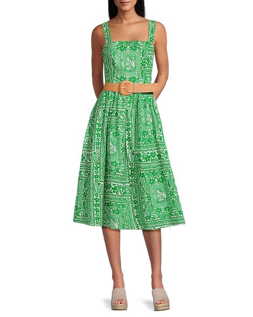 Eliza J Green Missy Floral Cotton A-Line Midi-Dress