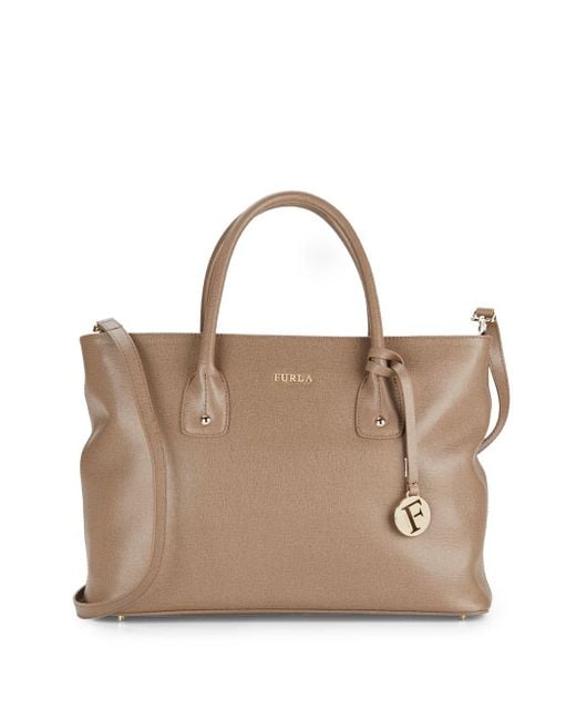 Furla Josi Medium Saffiano Leather Tote in Brown | Lyst