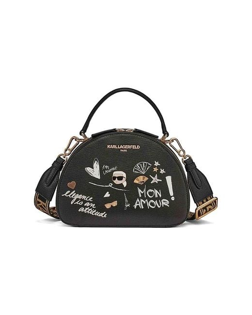 Karl Lagerfeld Black Bellamy Printed Crossbody Bag