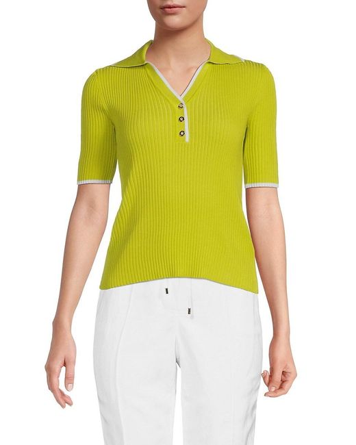 Saks Fifth Avenue Yellow Contrast Trim Sweater