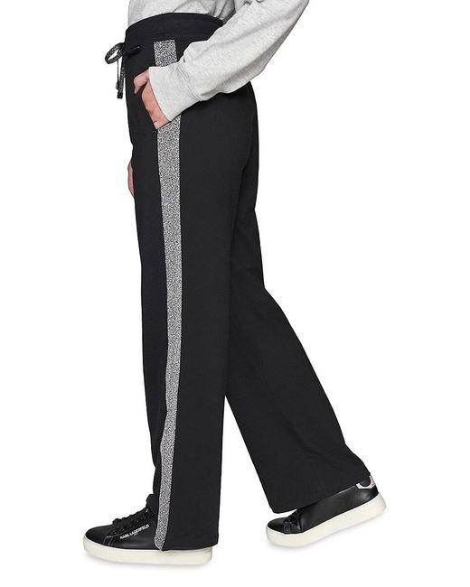 Karl Lagerfeld Black Glitter Tape Drawstring Pants