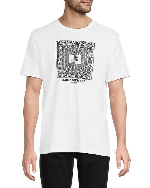 Karl Lagerfeld White Logo Graphic T-Shirt for men