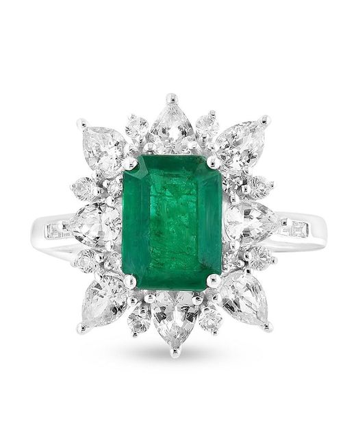 Effy Green 14K, Emerald, Sapphire & 0.09 Tcw Diamond Ring