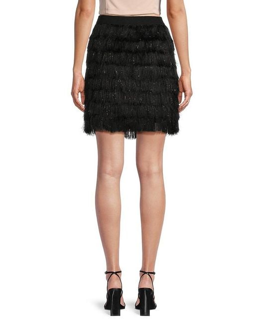 Bcbgmaxazria fringe black clearance skirt