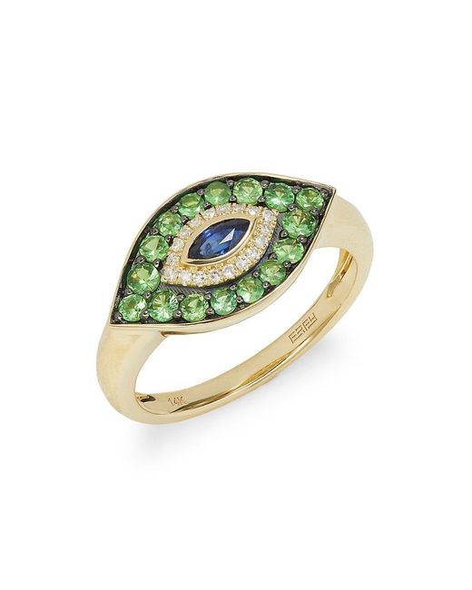 Effy Green 14K & Multi Stone Evil Eye Ring