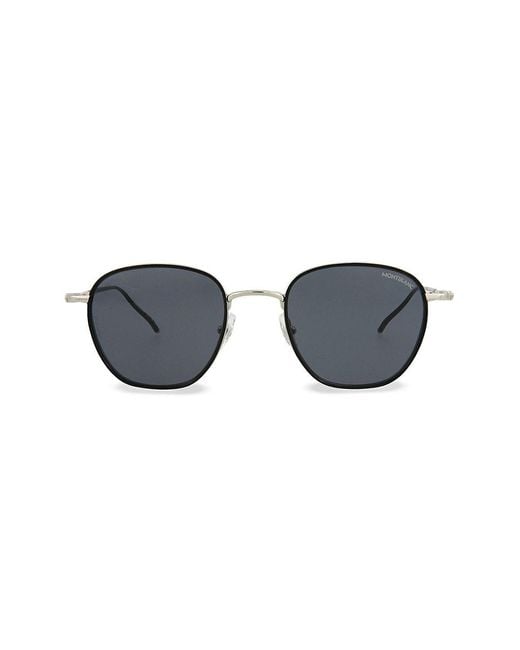 Montblanc Blue 52mm Square Sunglasses