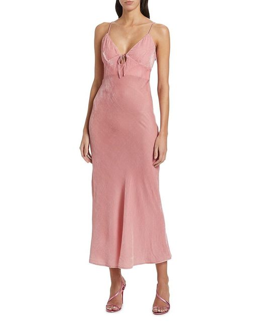 Susana Monaco Pink Velvet Silk Blend Cutout Maxi Slip Dress