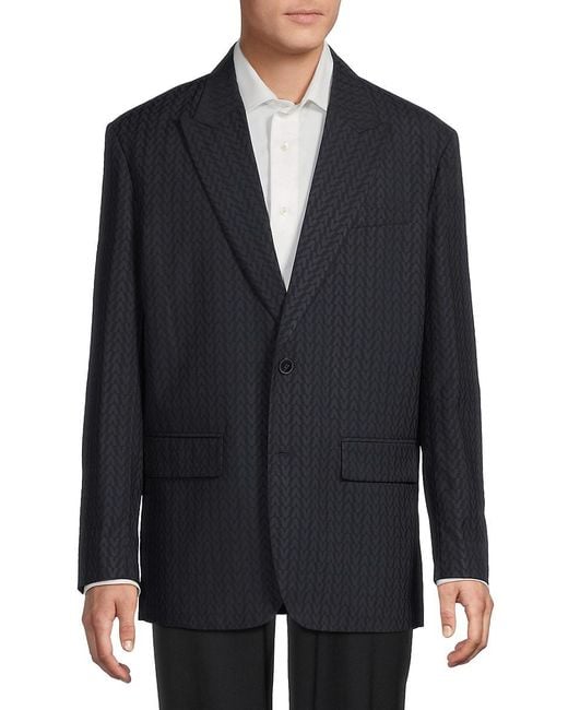 Valentino Black Wool-Mohair Monogram Modern-Fit Jacket for men
