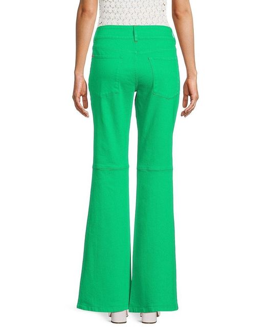 Alice + Olivia Alice + Olivia Stacey Low Rise Bell Flare Jeans in Green