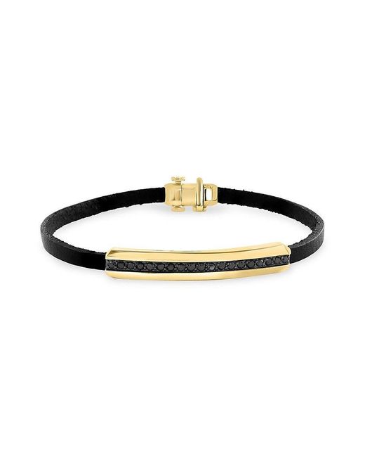 Effy Men's 14K Yellow Gold and Leather Bracelet