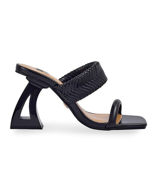 Lady Couture Black Malibu Sculpture Heel Braided Sandals