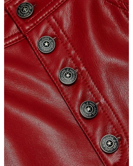 Cinq À Sept Red Roxette Faux-leather Crop Pants