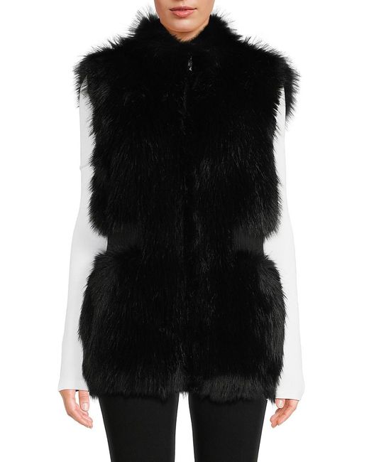 Belle Fare Faux Fur Vest in Black Lyst UK