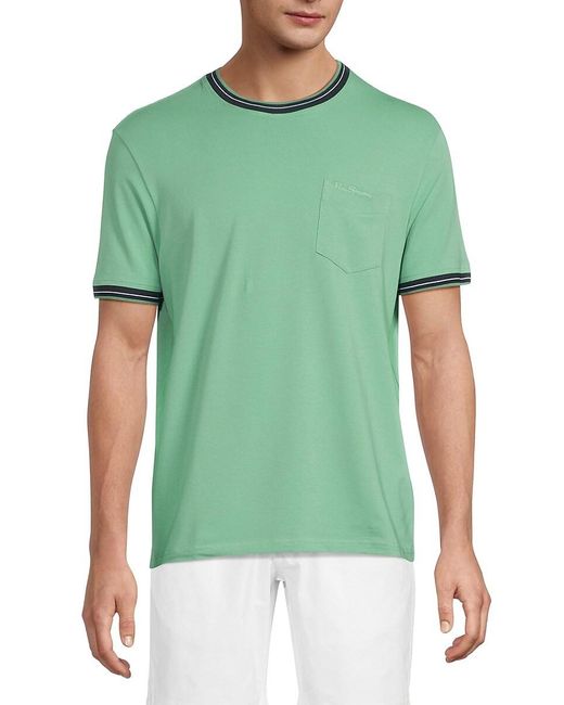 Ben Sherman Blue Signature Cotton-Blend Ringer T-Shirt for men