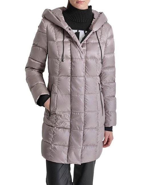DKNY Women's Gray Down Puffer Coat