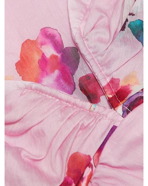 AMUR Pink Kimberly Floral Sweetheart Babydoll Minidress