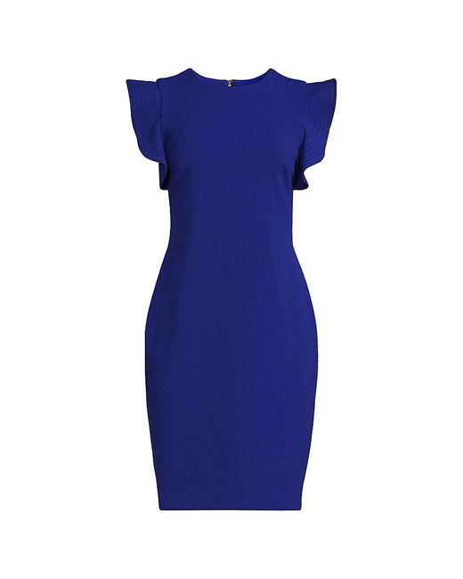 Calvin Klein Blue Solid Sheath Mini Dress