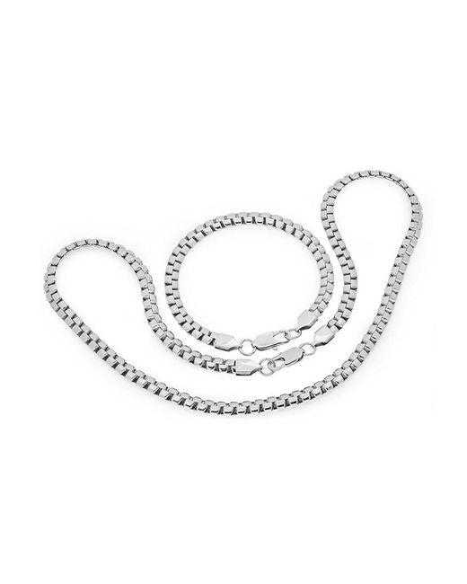 Anthony Jacobs White 2-Piece 18K Goldplated Box Chain Bracelet & Necklace Set