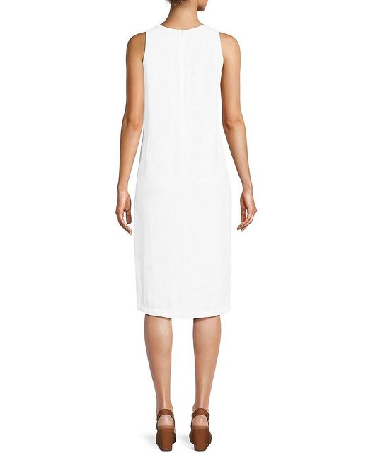 Saks Fifth Avenue White 100% Linen Midi Tank Dress