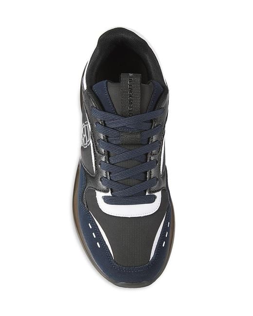 Karl Lagerfeld Black Colorblocked Logo Low-top Sneakers for men