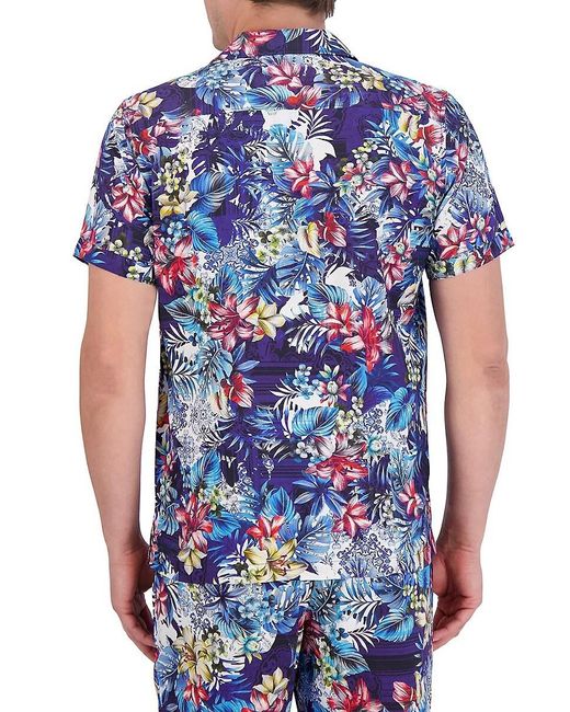 Robert Graham Blue Merrick Floral Camp Shirt for men
