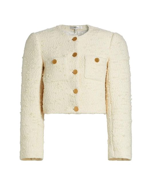 FRAME Blue Bouclé Crop Jacket
