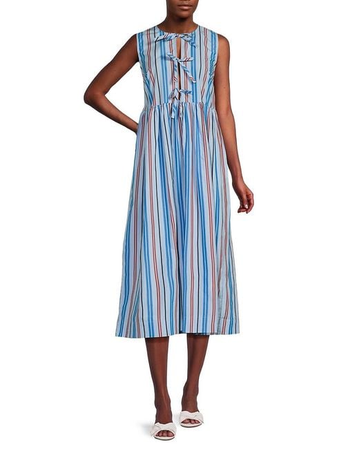 Ganni Blue Striped Midaxi Dress
