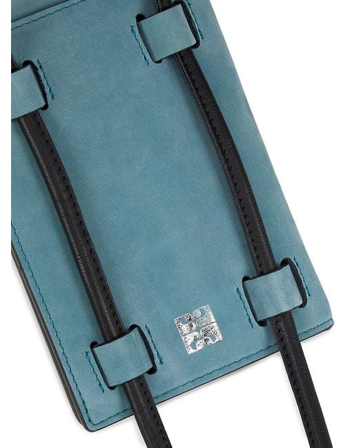 Ashya Blue Logo Leather Lanyard Passport Holder for men