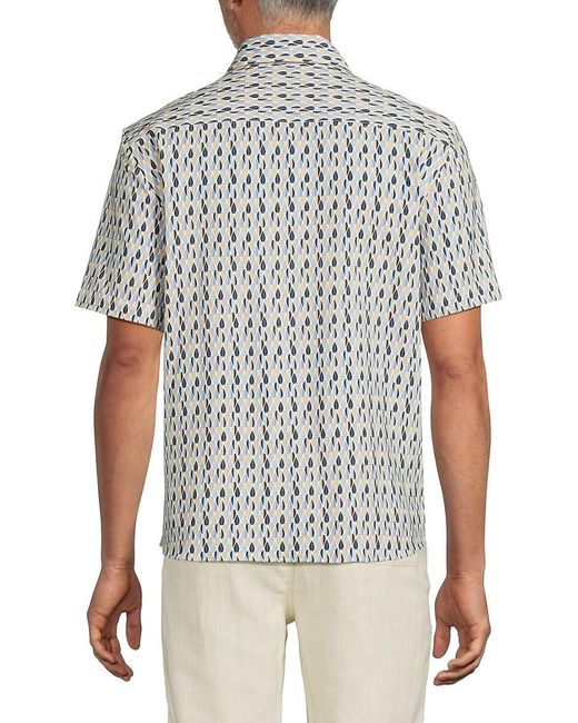 Luchiano Visconti White Geometric-Print Performance Shirt for men