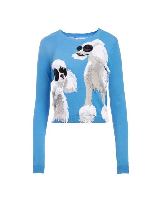 Alice + Olivia Blue Dog Embroidered Sweater