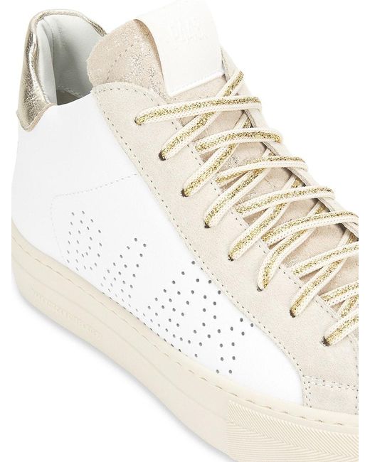 P448 White Leather Mid-Top Sneakers
