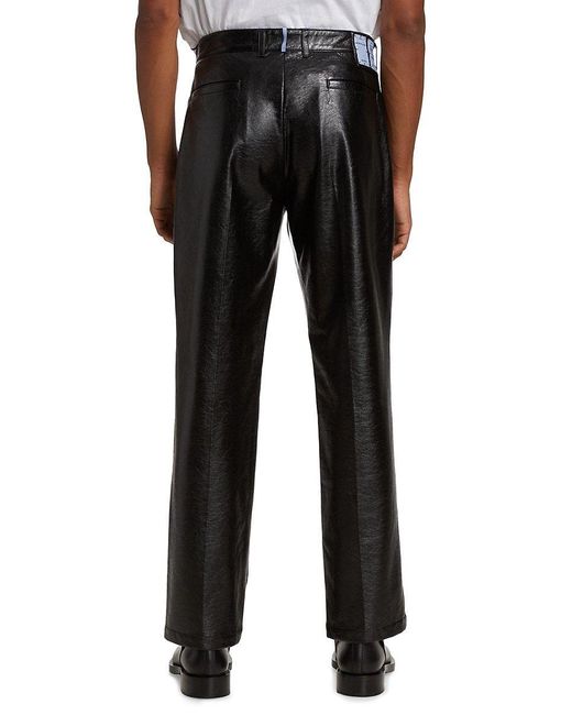 McQ Alexander McQueen Black Striae Skater Faux Leather Trousers for men