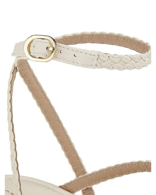 Stuart Weitzman White 60Mm Wovette Woven Leather Wedges