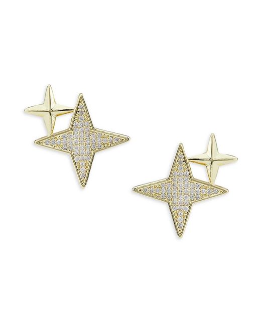 AREA STARS Metallic Crystal Bloom 14K-Dipped & Cubic Zirconia Star Stud Earrings