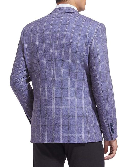 Duchamp Blue Windowpane Check Slim Fit Sportcoat for men
