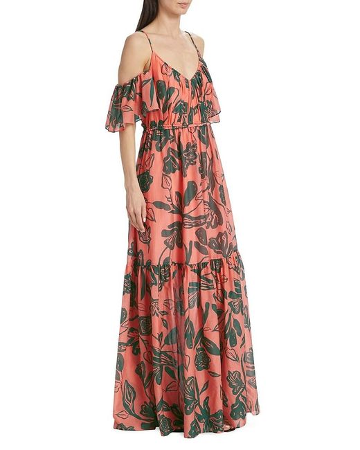 Tanya Taylor Red Beverly Floral Silk Blend Maxi Dress