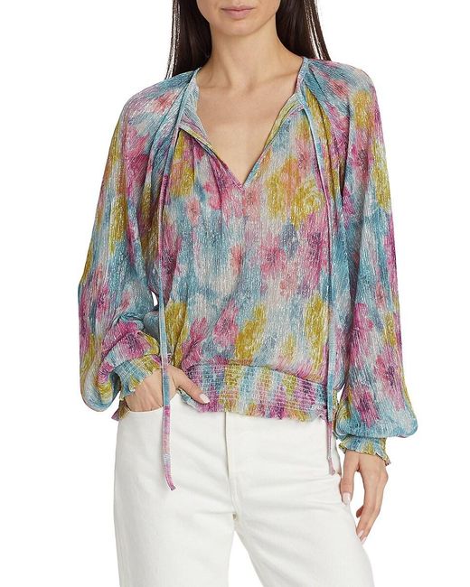 Ramy Brook Blue Hawkins Watercolor Blouse