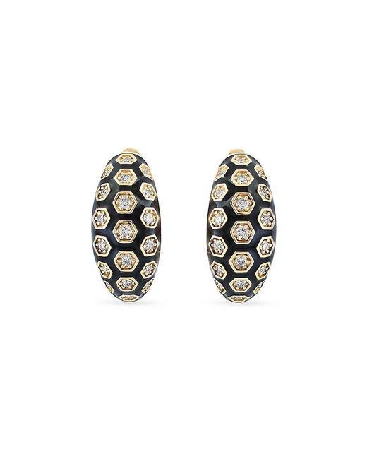 Effy Metallic 14k Yellow Gold, Enamel & 0.25 Tcw Diamond Earrings
