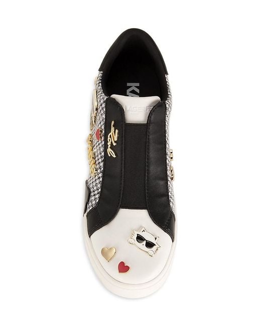 Karl Lagerfeld Black Mavise 40Mm Houndstooth Low-Top Sneakers