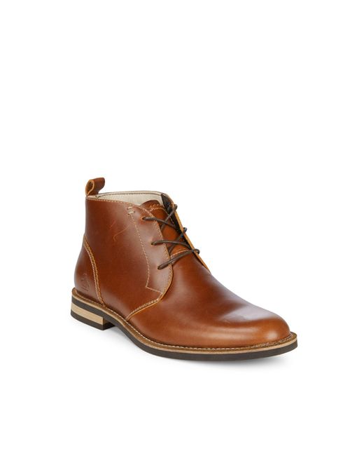 Original Penguin Brown Monty Leather Chukka Boots for men