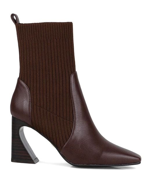 Ninety Union Brown Lexi 75Mm Knit & Napa Bootie
