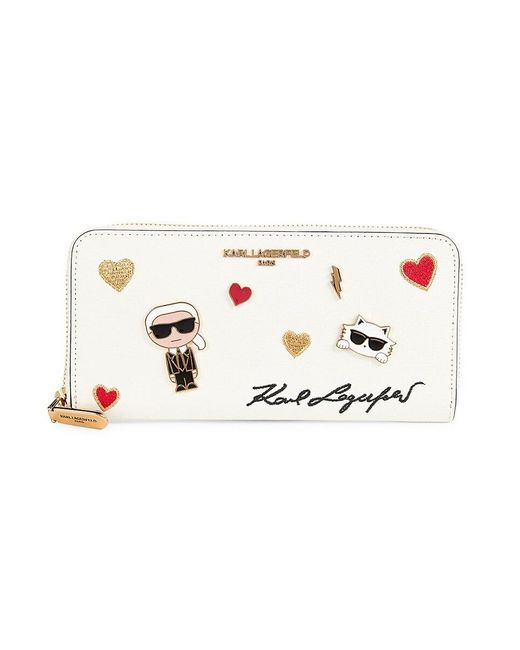 Karl Lagerfeld White Maybelle Embellished Long Wallet