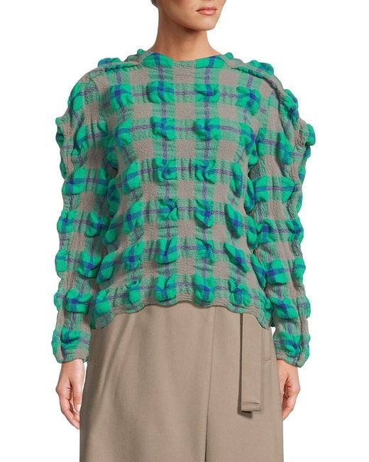 Issey Miyake Green Rhythm Wool Blend Checked Jacket