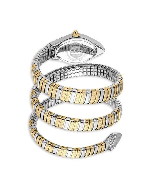 Just Cavalli Metallic Aurela Two-Tone Stainless Steel & Crystal Wrap Watch/20Mm
