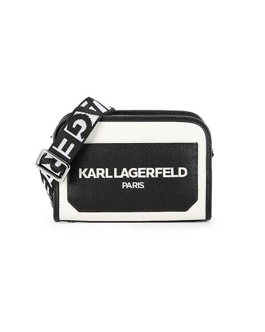 Karl Lagerfeld Black Two Tone Logo Crossbody Bag