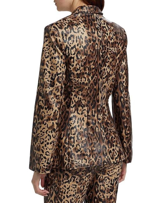 Cinq À Sept Brown Cheyenne Leopard Faux-Leather Blazer