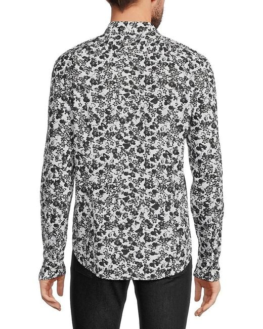 HUGO Gray Ermo Casual Slim Fit Floral Sport Shirt for men