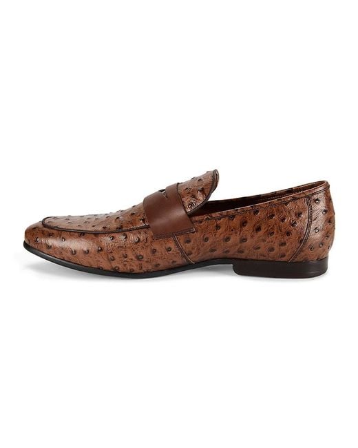 Saks Fifth Avenue Brown Otto Leather Penny Loafers for men