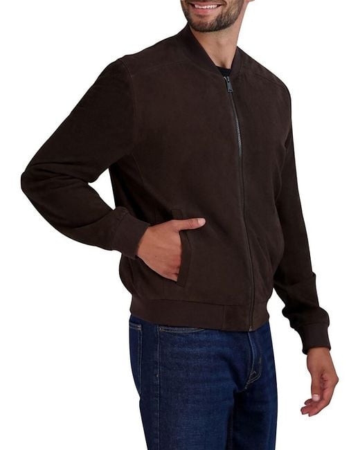 Cole Haan Blue Suede Bomber Jacket for men